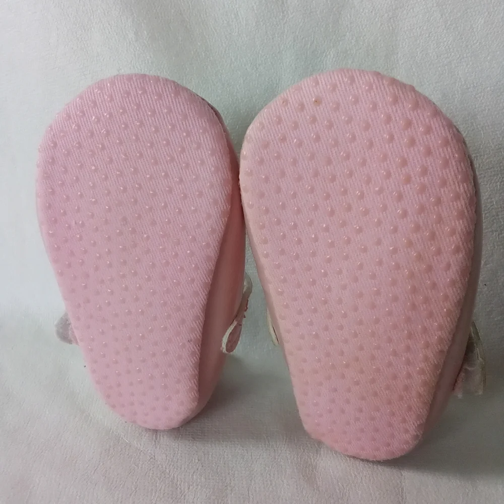Baby Girls Pink Shoes With Bow Velcro Straps 3-6 Months Old Baby Shoes